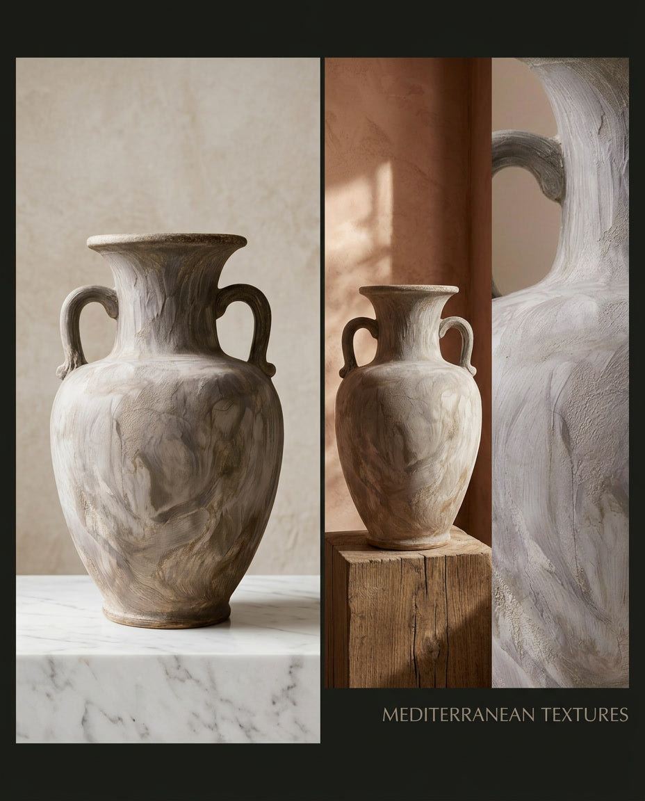 Novarin Grey Wash Fibrestone Decorative Vase with Handles