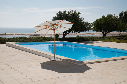 Barlow Tyrie - Napoli Circular Parasol - Eucalyptus Frame and Canvas Fabric - Outdoor Garden Furniture Accessories