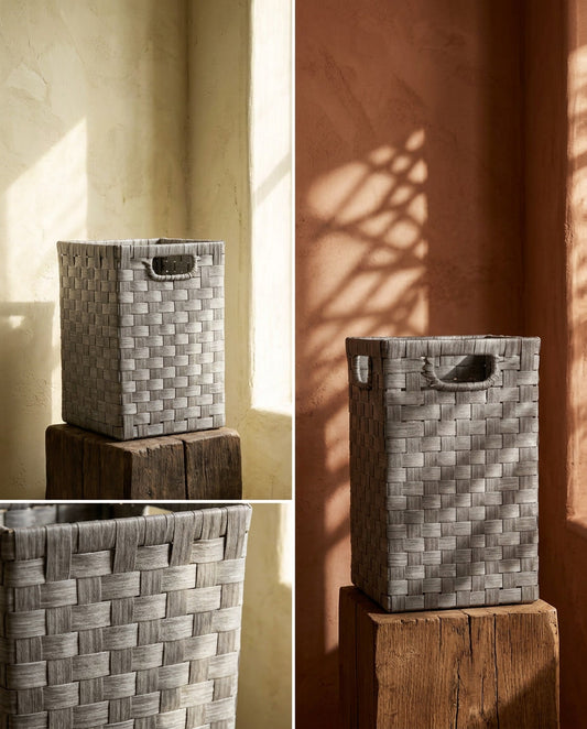 Primevio Grey Kubu Rectangular Storage Baskets with Inset Handles