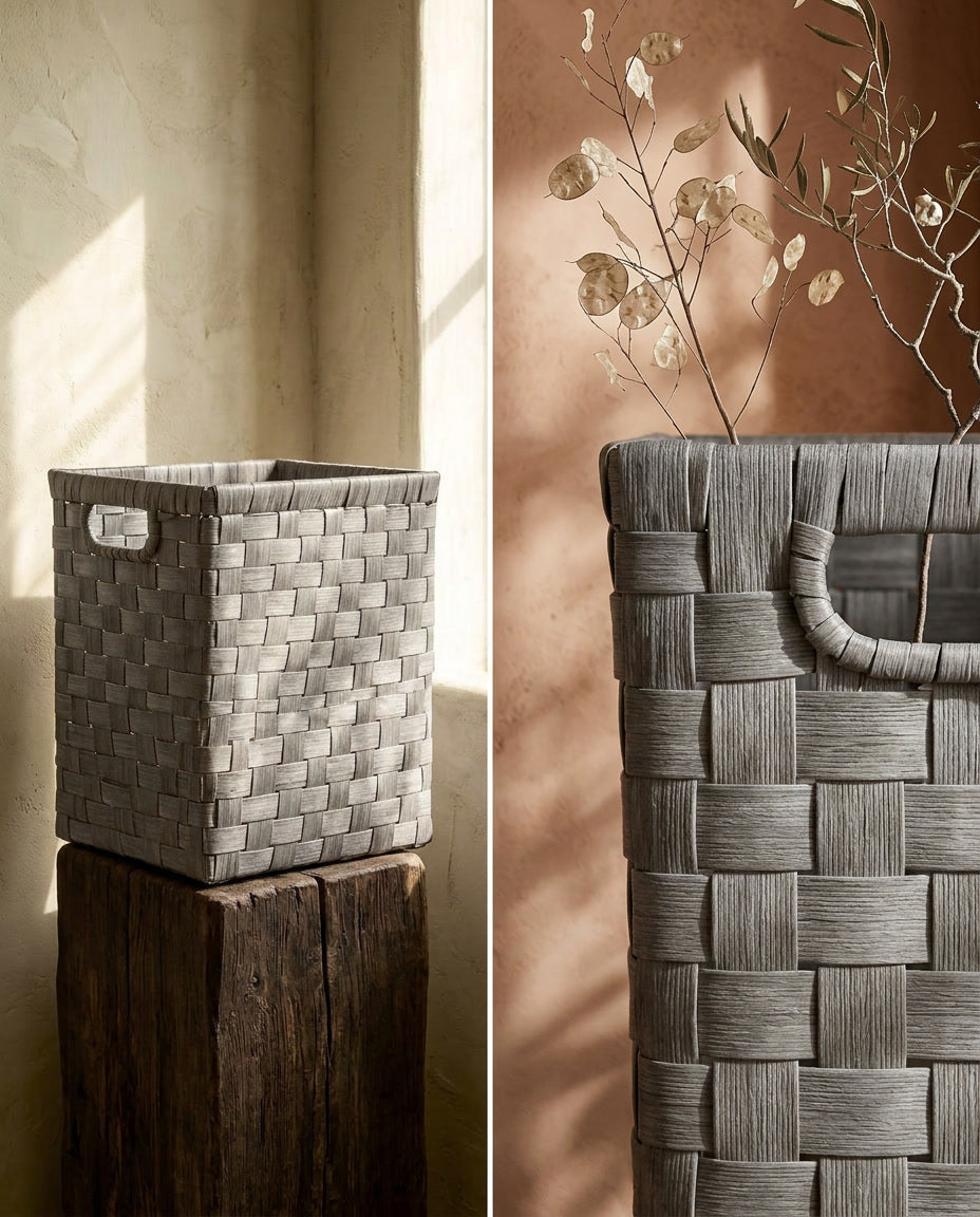 Novarin Grey Kubu Rectangular Storage Baskets with Inset Handles